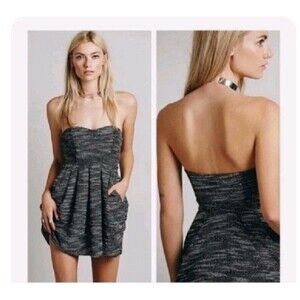 NWT Free People Nyima Tweed Strapless Gathered Dress – Size 4